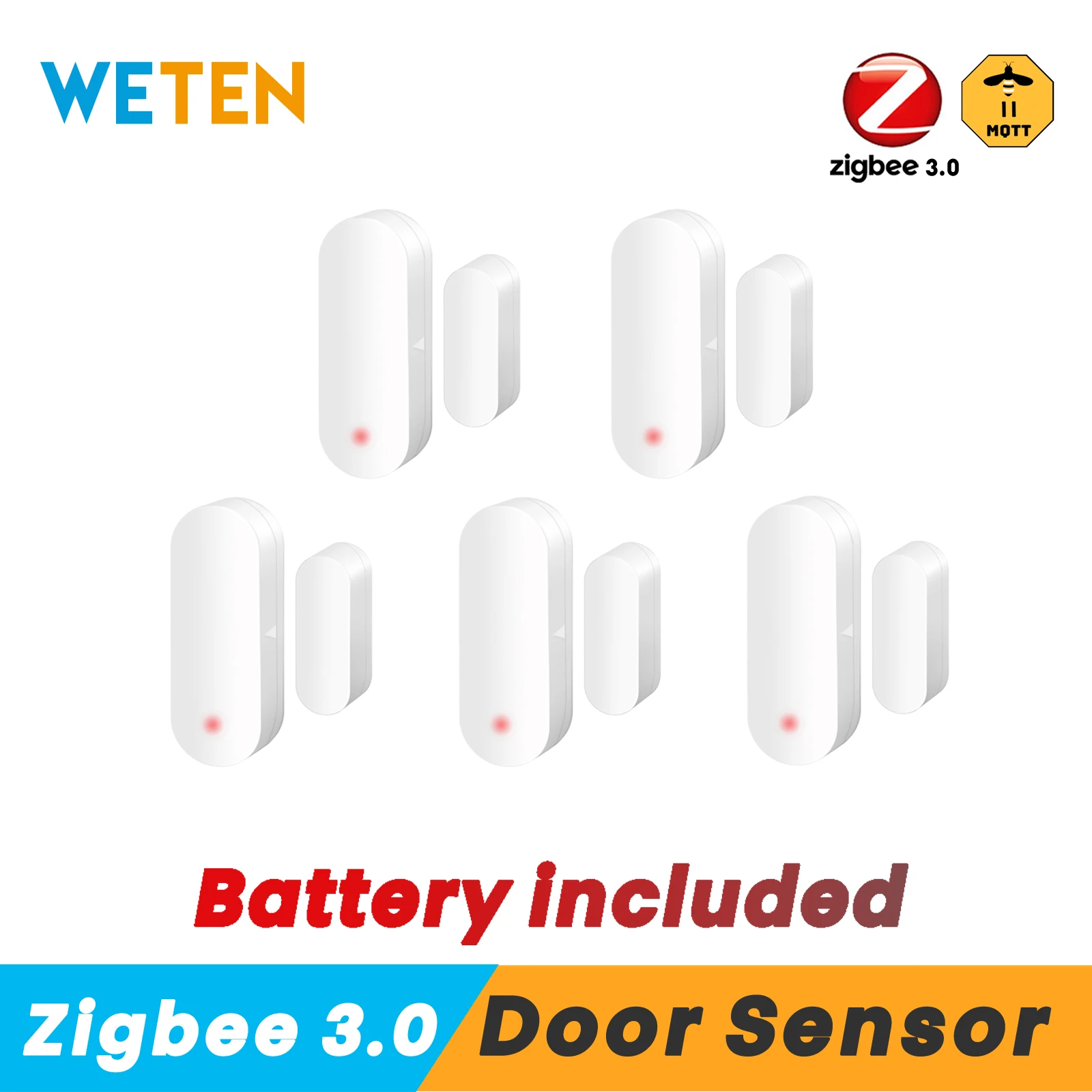 Tuya Zigbee 3.0 Door Window Opening Sensor Detector, Smart Life App Support Home Assistant via Zigbee2mqtt Home Security Alarm