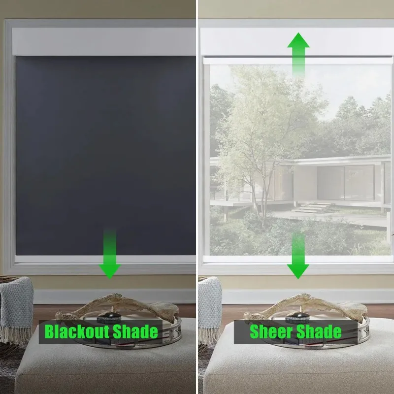 

BOLAIEN Motorized Roller Shades Day Night Cordless Window Blinds Smart Home Control Compatible with Alexa Google Home for Office