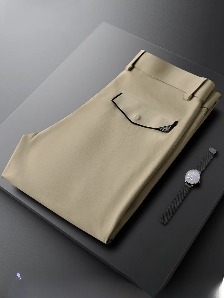 

Мужские брюки Busin Casual Slim Fit цвета хаки, тонкие, прямого кроя, летние, модные, легкие, от Ja Charles