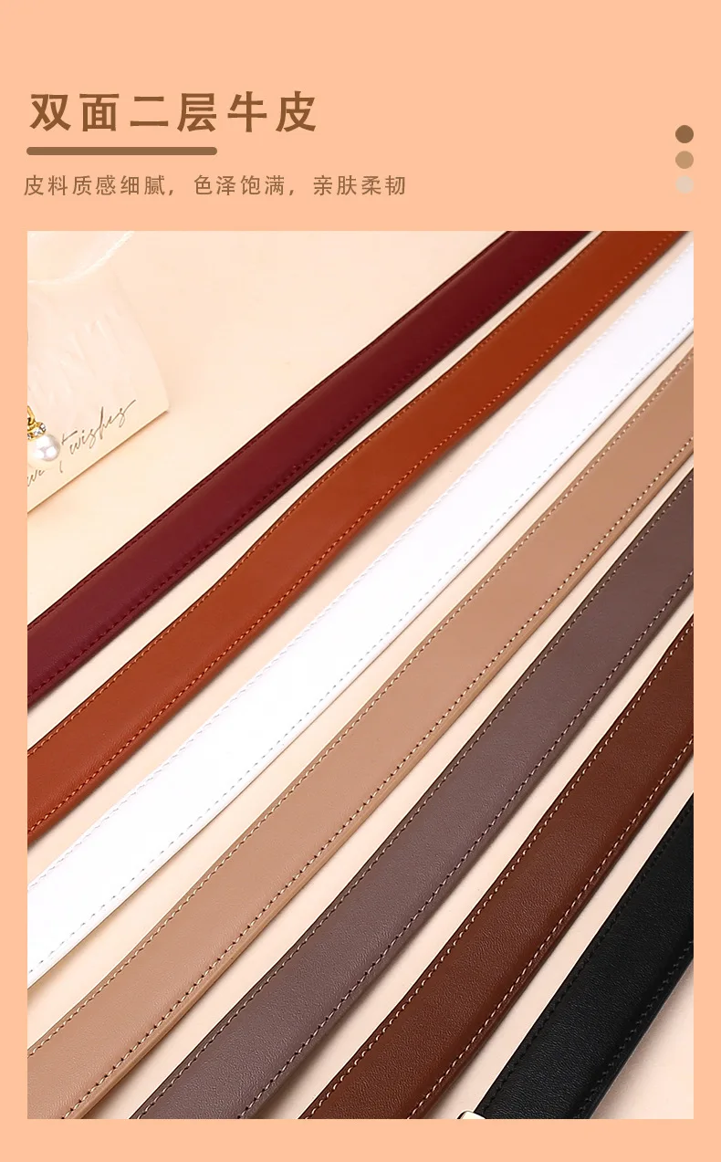 Glänzender Goldschnallen-Gürtel für Damen aus Rindsleder, Modischer Taillengürtel, Vielseitiger Glatter Schnallen-Dekorationsgürtel für Kleider und Hosen – Detail 5