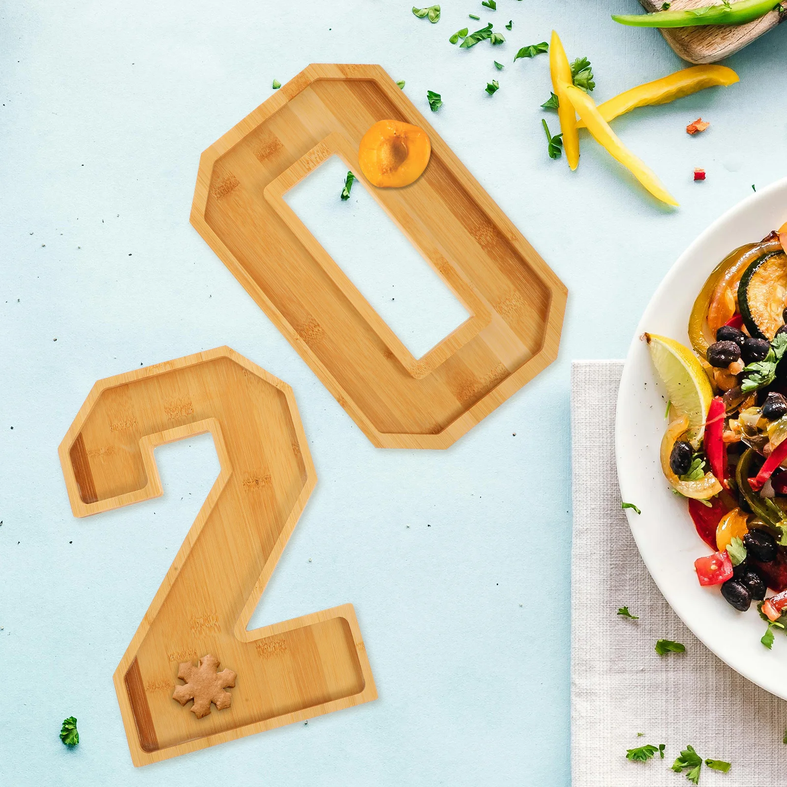 

2025 Number Charcuterie Tray Wooden Snack Board Large Capacity Party Food Platter Dessert Tray Household Fruit Plate Kitchen