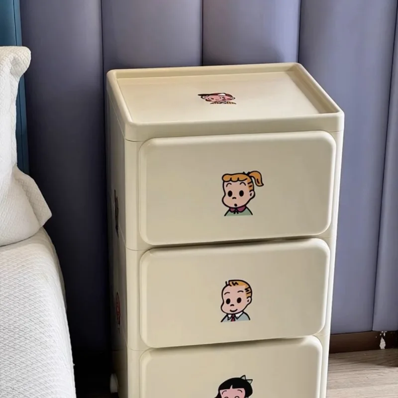 خزانة بأدراج، خزانة تخزين متعددة الطبقات، طاولة بجانب السرير بعجلات قابلة للإزالة