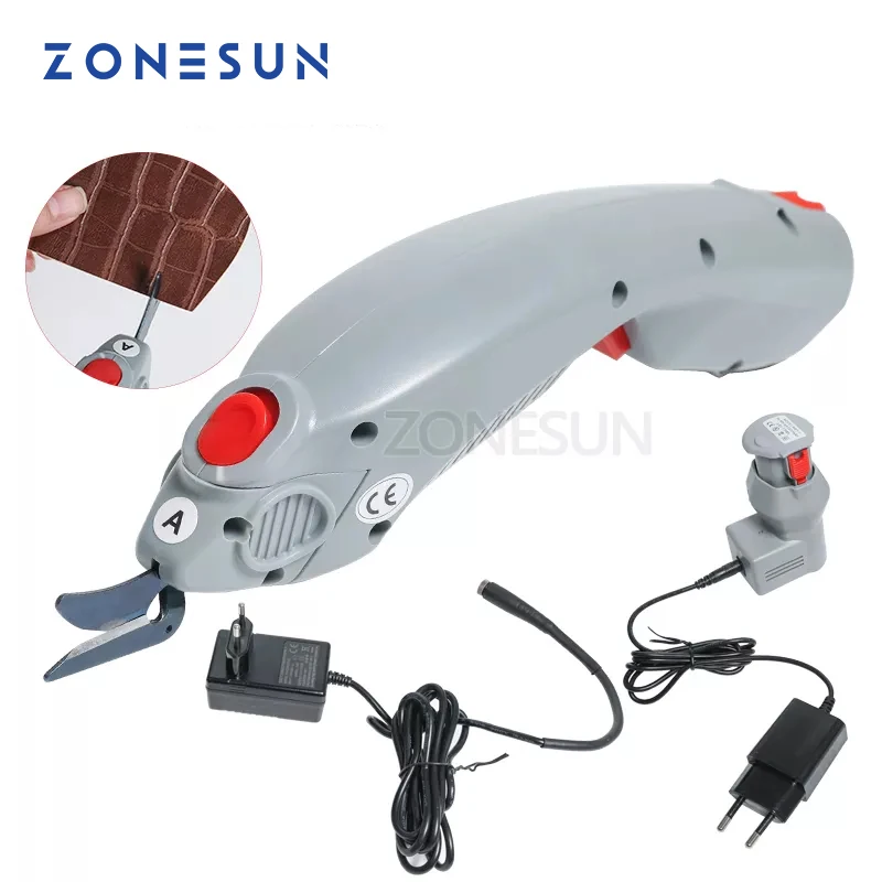 ZONESUN Wireless Electric Scissors Cutter Cutting Paper Clothes Fabric Textile Leather Suitcase Trunk Trimming Cutting Edge Tool