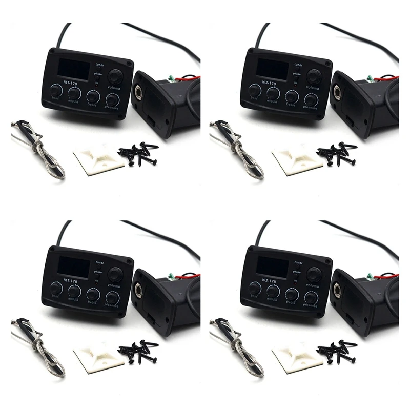 4X KLT-17B Acoustic Guitar EQ Preamp With Digital Procedding Tuner 3 Band EQ Equalizer With Tuner Guitar Pickup