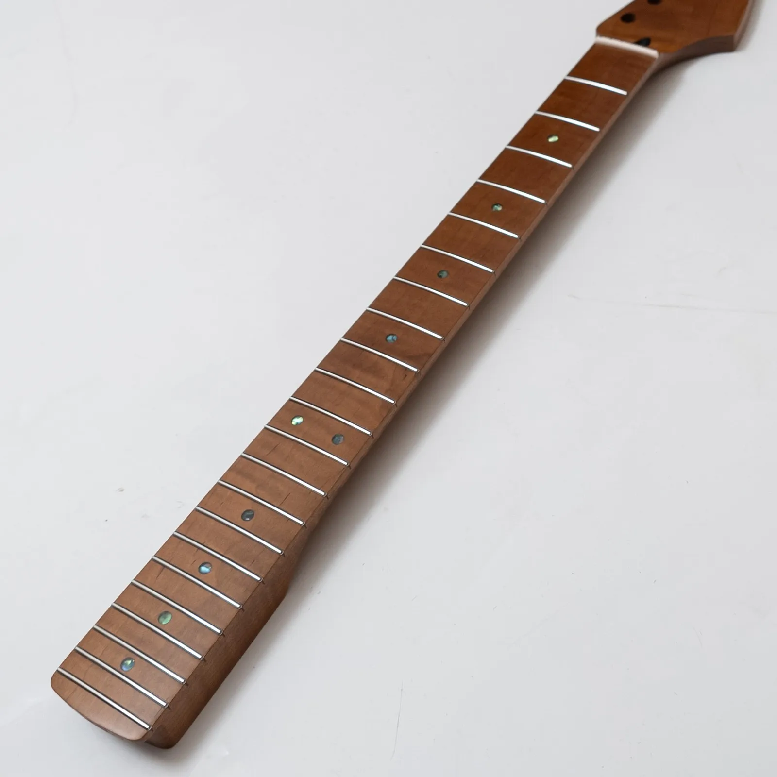 Matte Roasted Tiger Flame Maple Guitar Neck Abalone Inlays 22 Stainless Steel Frets 25.5 Inch Bone Nut 
