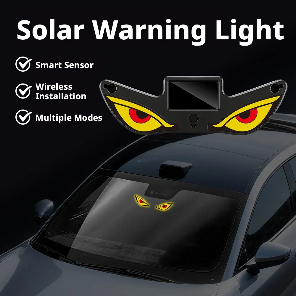 Car Evil Eye LED Wireless Solar Devil Light Triangle Window Decoration Neon Light Car Interior Atmosphere Light Without Wiring