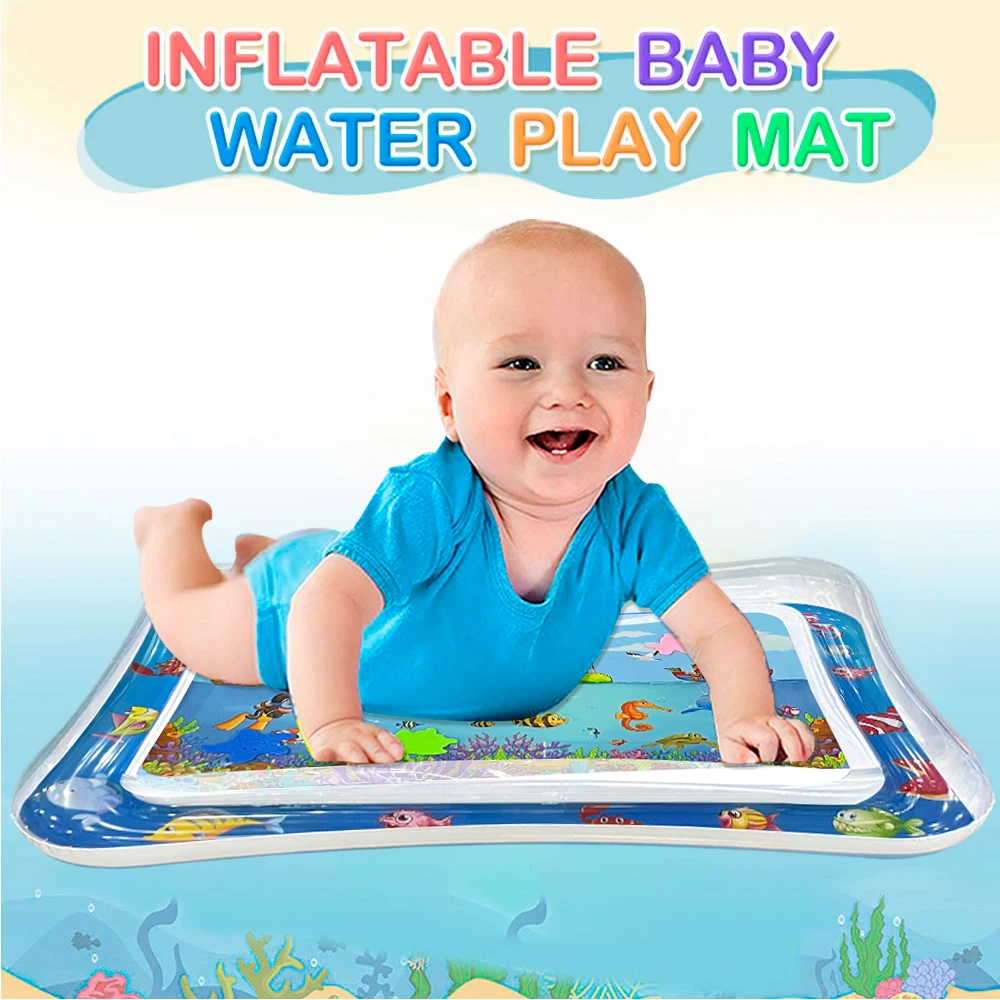 Tapis d'eau gonflable sur le thème de l'océan de dessin animé pour les tout-petits-tapis de jeu sensoriel en PVC épais, jouet éducatif pour bébé, cadeau parfait pour enfants