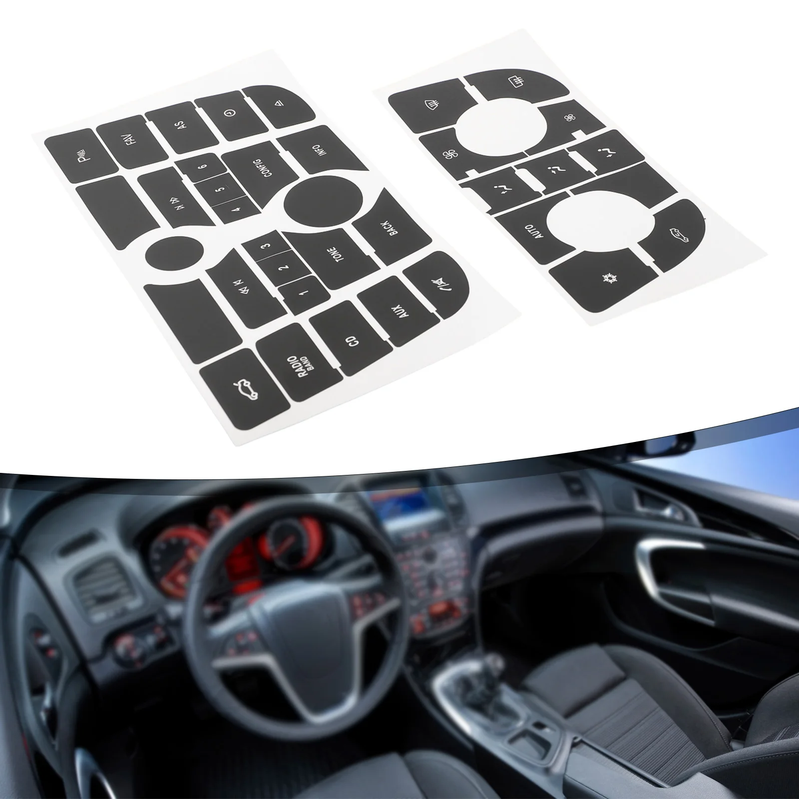 

1SET Car Dashboard CD Radio Audio Button Repair Sticker Set For OPEL ASTRA J For Vau-xhall Astra Glossy Finish Anti-wearing