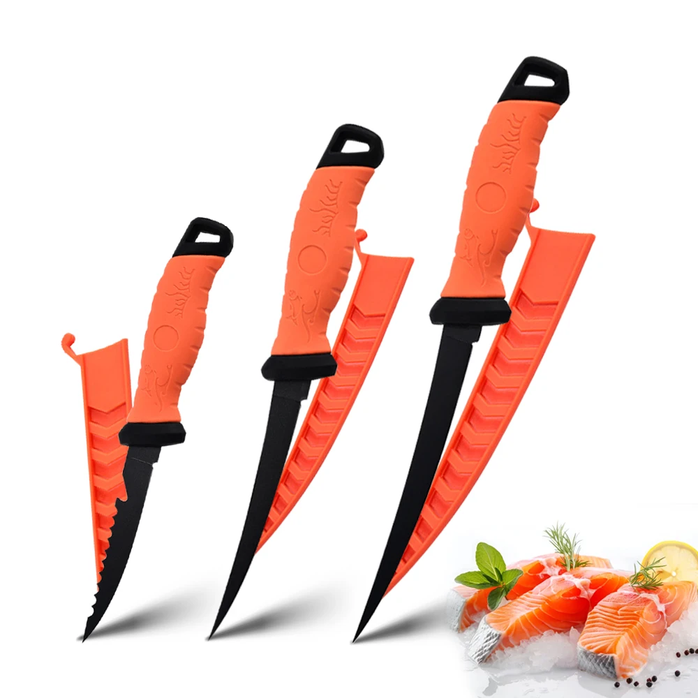 Fishing Knife Fillet Boning Knife Japanese Chef Fish Sashimi Knife Kitchen Non-stick Scraping Fishes Filleting Knife Sheath