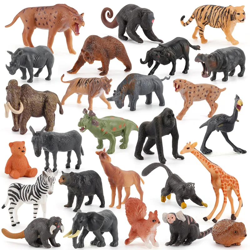 Replica Solid Wildlife  PVC Wild Animal Model Toys Tiger Lion Giraffe Elephant Hippo Microlandschaft Decoration Action Figures