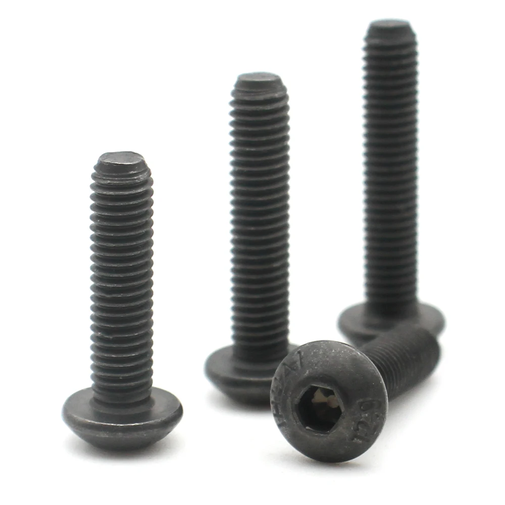10/20/30/60pcs M2 M2.5 M3 M4 M5 M6 M8 M10 Grade12.9 Steel Knob Hexagon Hex Socket Round Button Head Screw Bolt L=3-60mm