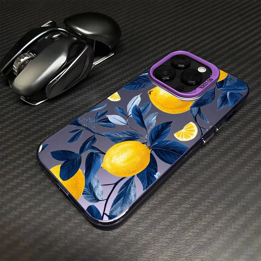 Summer Fresh Fruit Lemon Phone Case For iPhone17,16,15,14,13,12,11 Plus,Pro Max Purple Matte Shockproof Cover