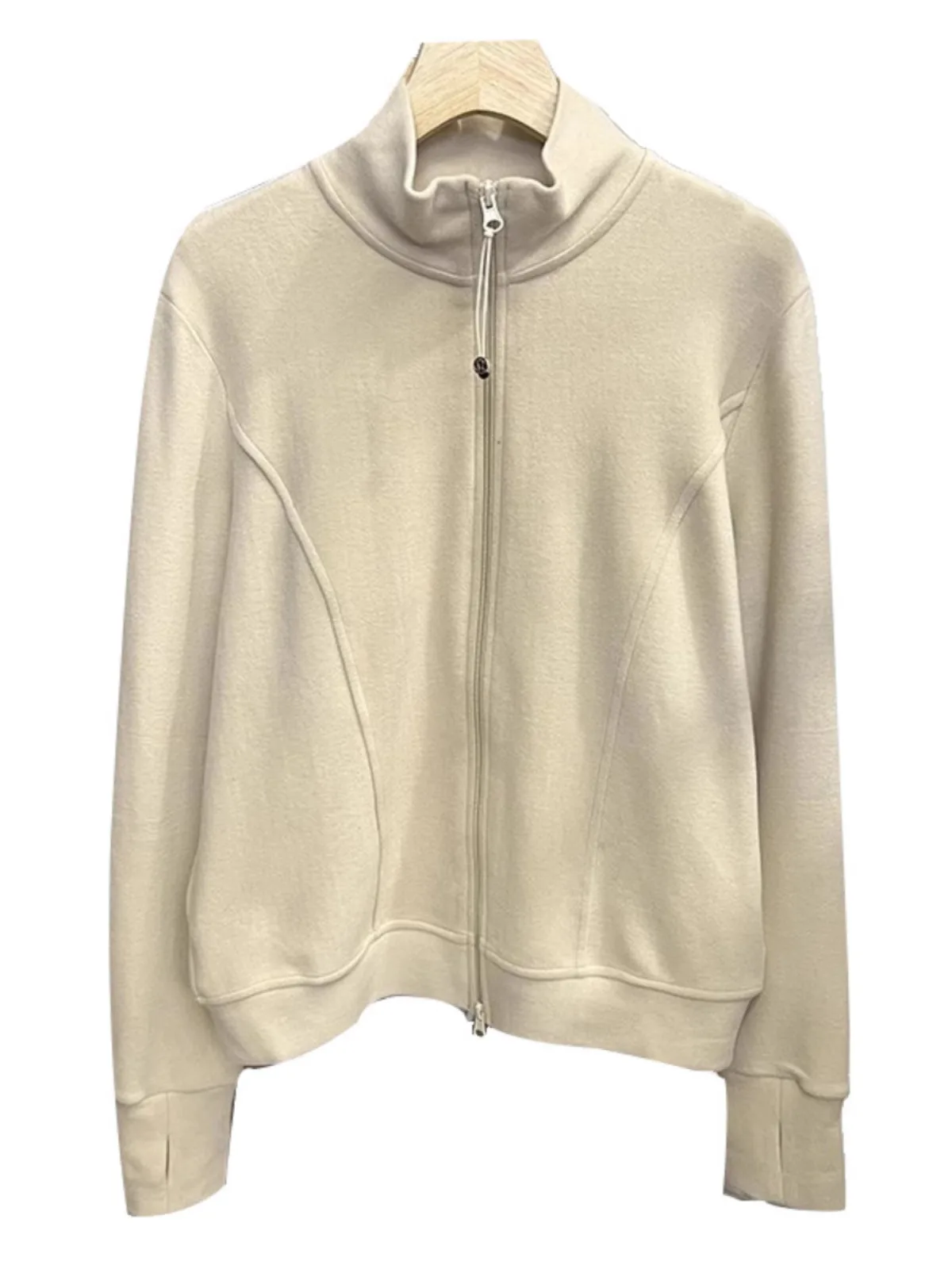 Schmal geschnittene, lange Jacke mit doppeltem Reißverschluss und Stehkragen, Damen-Sportjacke, schwarze Oberbekleidung, Frühling/Herbst, neu