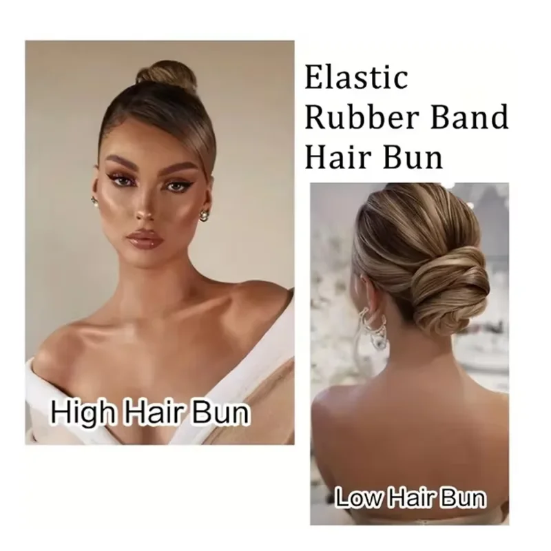 كعكة الشعر الاصطناعية المستقيمة أوبدو شينيون مع وصلة شعر مرنة للنساء إكسسوارات الشعر اليومية الكسولة