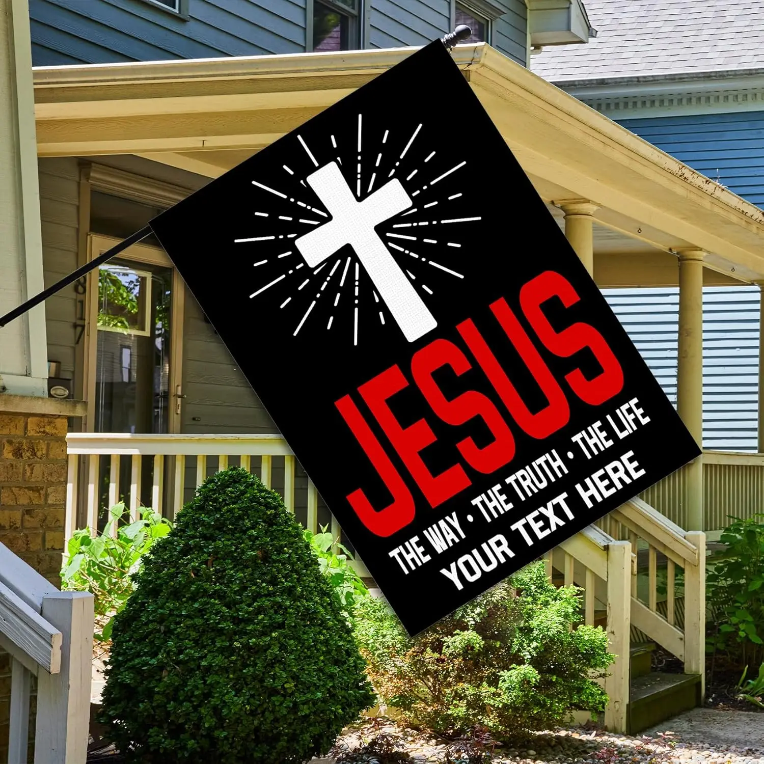 Personalized Garden Flag Custom Jesus The Way Truth Life House Flag Double-Sided Vertical Outside Welcome Banner for Farmhou IIC