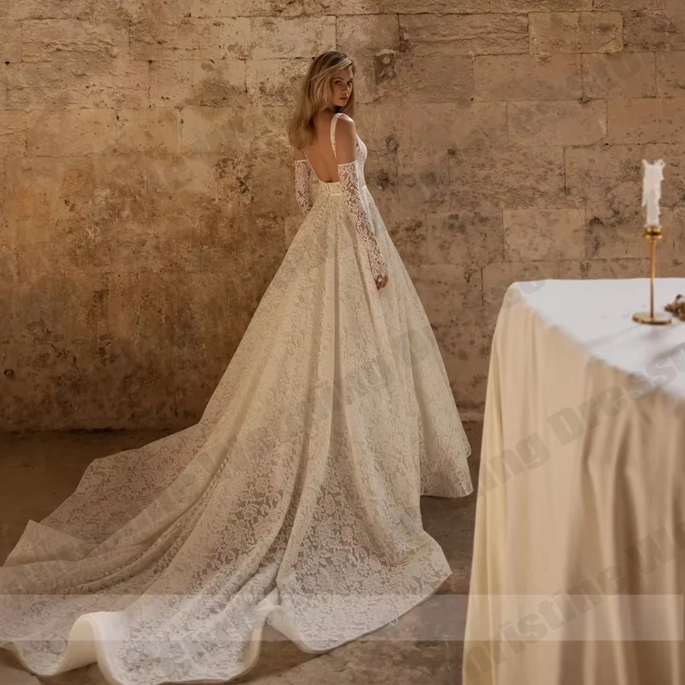Elegant Women's Bridal Gowns Lace Sexy Off Shoulder Gloveless Princess Ball Wedding Dresses Formal Party Customized vestidos De