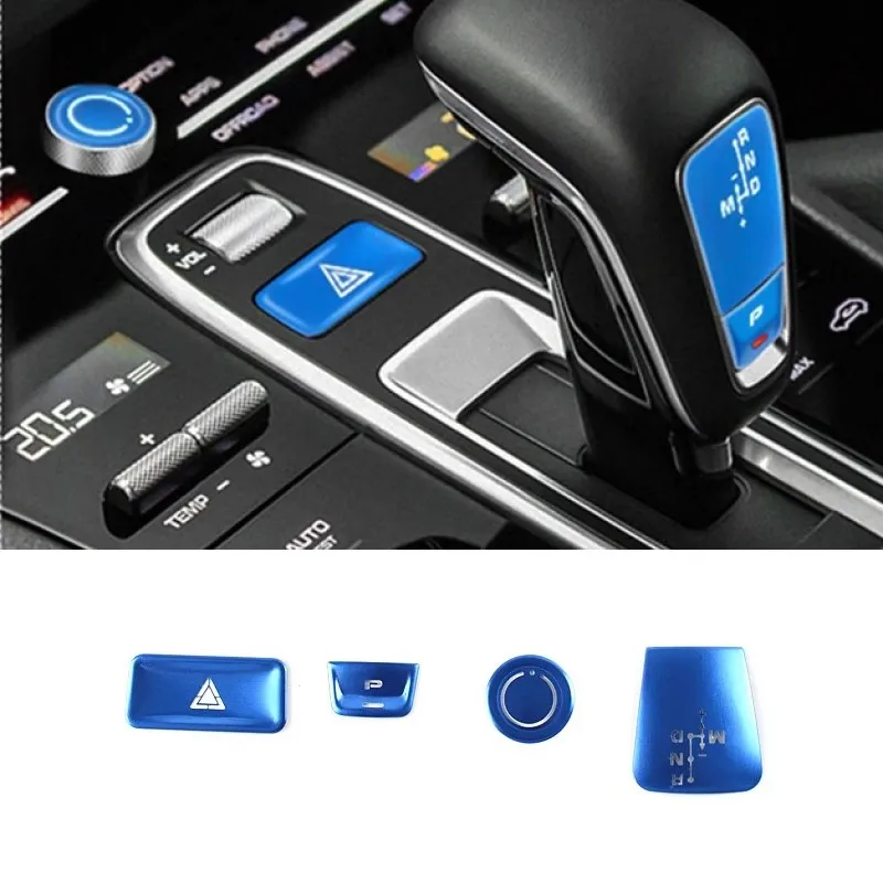 For Porsche Cayenne 2018-2021 Car Sticker Console Gear Shift Knob Electronic Handbrake Buttons Cover Decals Interior Accessories