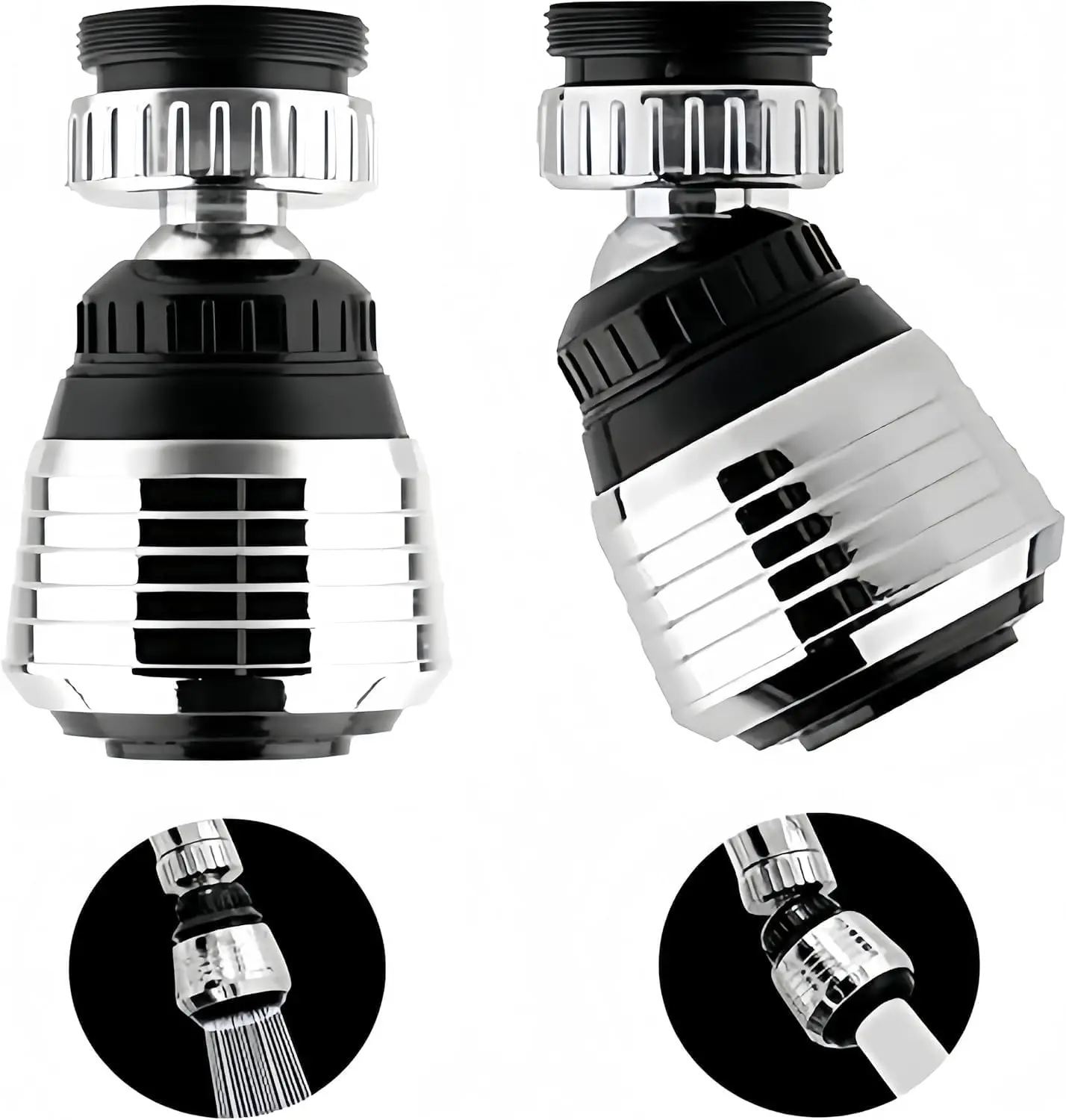 

2PCS 360 Degree Swivel Faucet Aerator - Water Saving Kitchen Sprayer with Dual Mode
