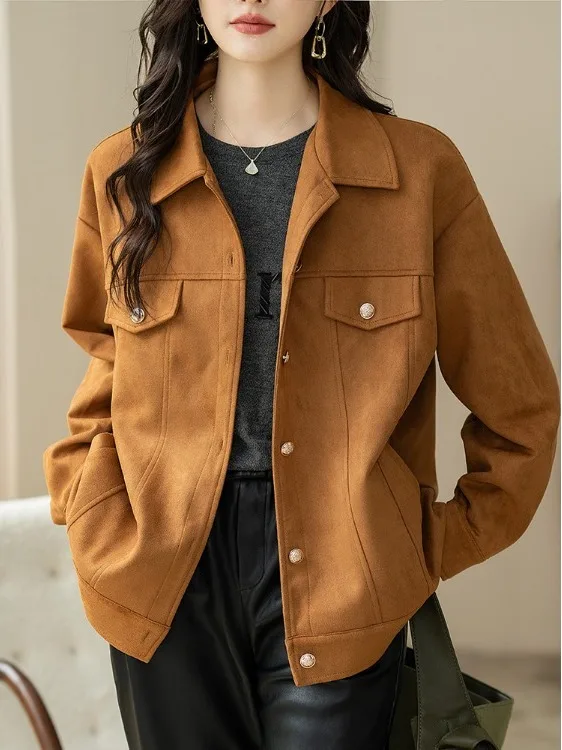 أوائل الخريف Jaet irt ملابس خارجية نسائية لربيع الخريف Sle Faionable Ele طويلة Sve طوق زر حتى أعلى