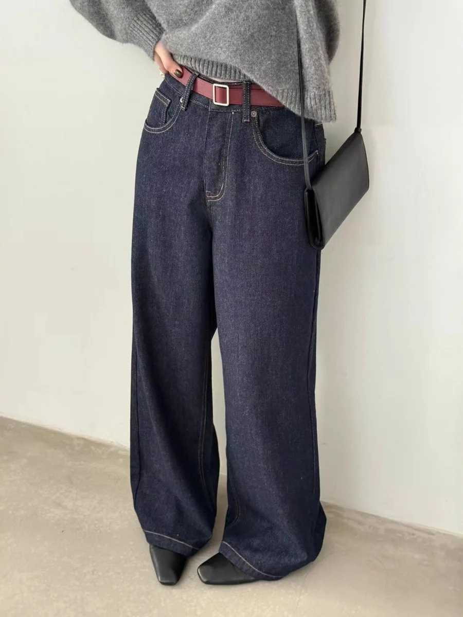 

Джинсы женские прямые с высокой талией, осенне-зимние, новые, в корейском стиле, повседневные, из хлопка, с эффектом потертости