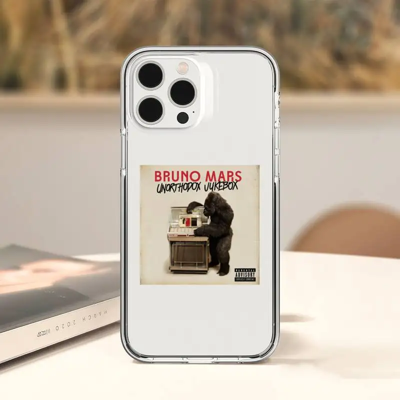 singer Bruno Mars  Phone Case For iPhone 11 12 Mini 13 14 Pro XS Max X 8 7 6s Plus 5 SE XR Transparent Shell