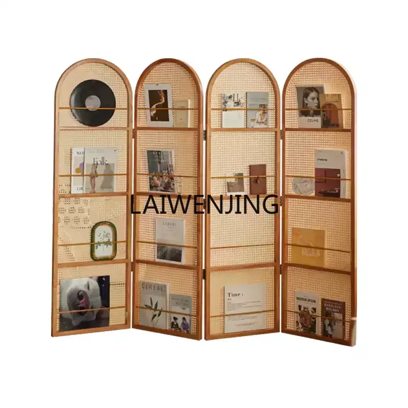 

HLZ folding screen partition rattan new Chinese living room movable curtain