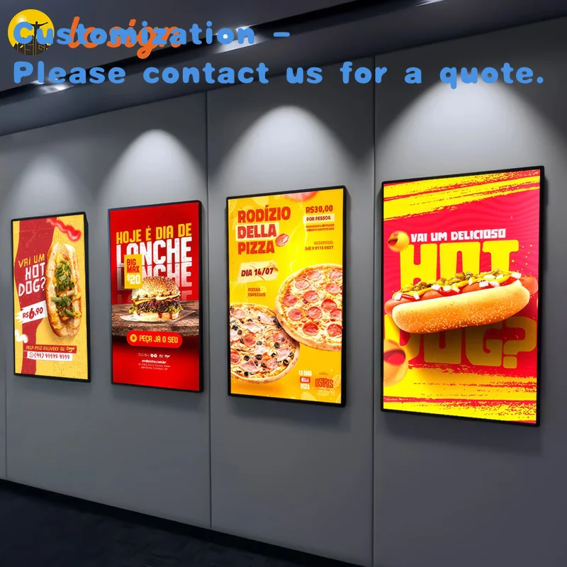 custom.Customized Size Curve Order Light Box Hanging or Ceilling Style Plastic Led Menu Display Light Box Coffee Shop Restau