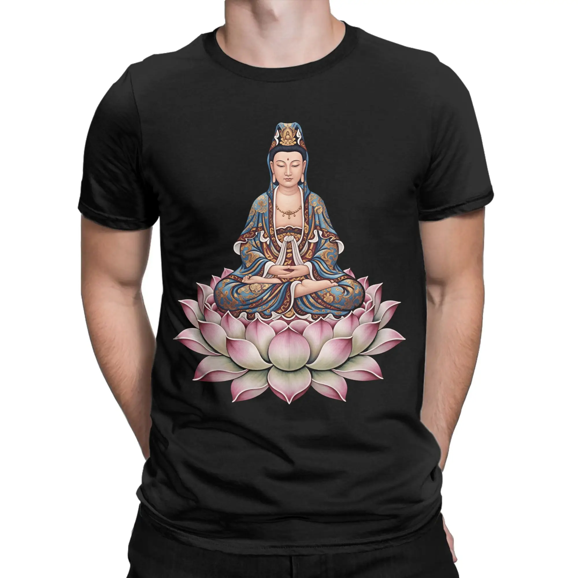 Quan Yin Chinese Goddess of Compassion Kwan Yin T Shirt Men's  100% Cotton Fashion for Male T-Shirts Round Collar  Tee Shirt