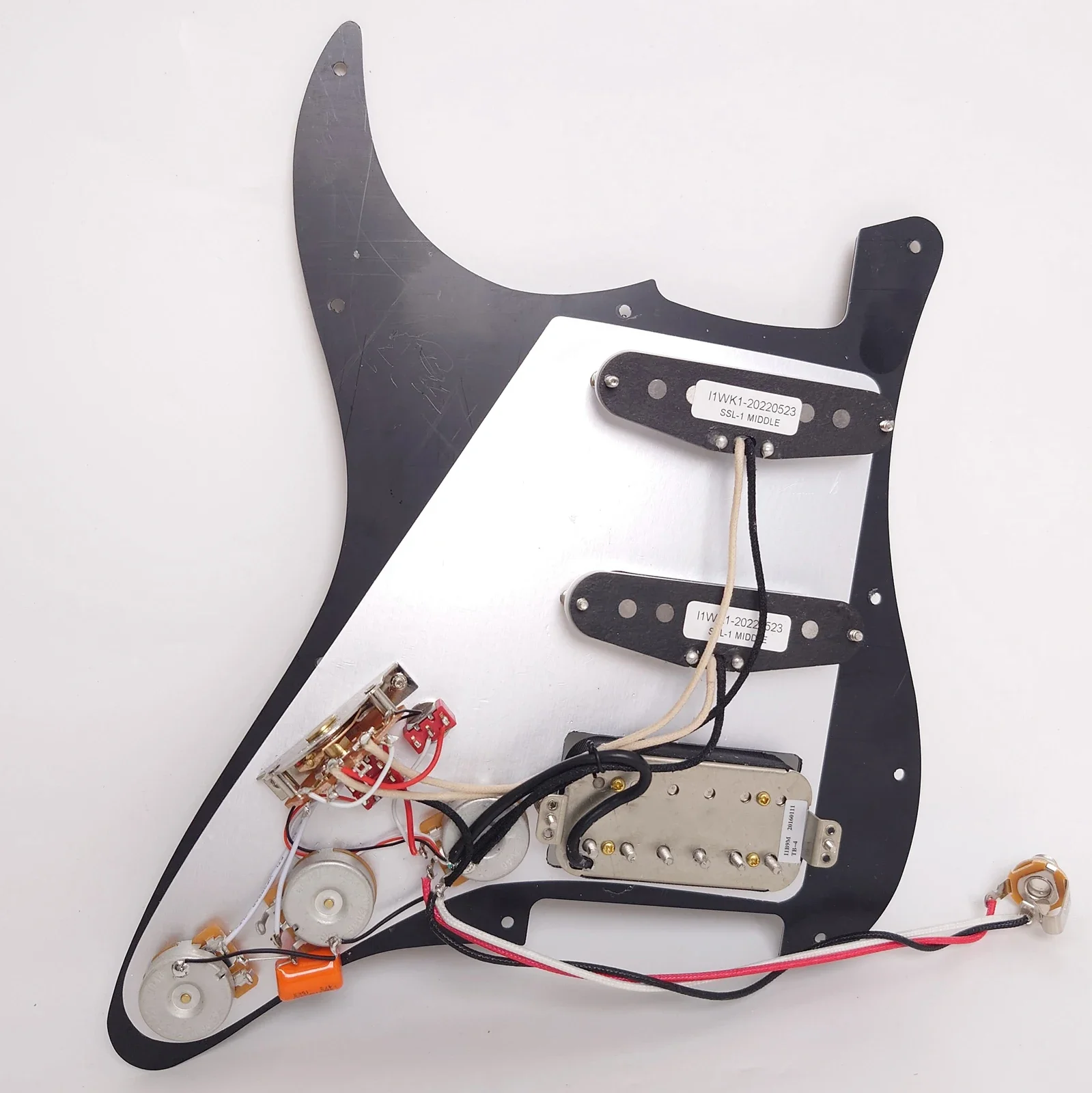 Set Pickguard gitar berkabel, bagian pengganti gitar elektrik gitar ST SSH Alnico 5 Humbucker