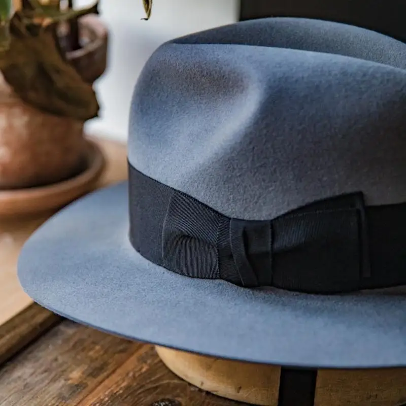 P9FE Elegante Woll-Trilby-Mütze, stilvolle Wintermode-Mütze, Kopfbedeckung für den täglichen Gebrauch – Detail 5
