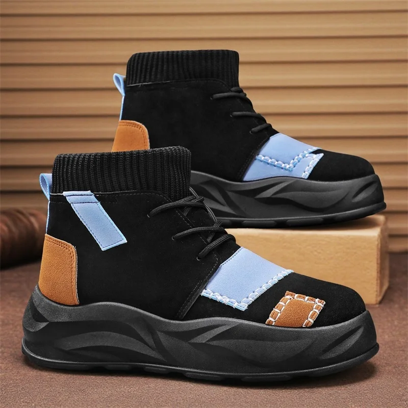 

2025 Fashion Men's Boots Height Increasing Casual Boots Man Comfortable Non-slip Platform Boots Man Ankle Boots botas masculino