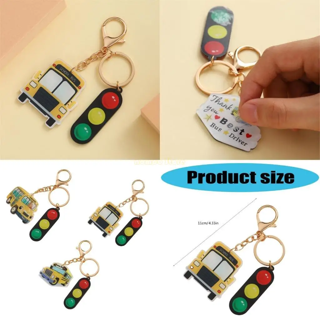 31BF School Bus Keychain Bag Bag Bendant Charm Light School Bus Buschains Charm for Bag Pres Prose Decorations Homes #1