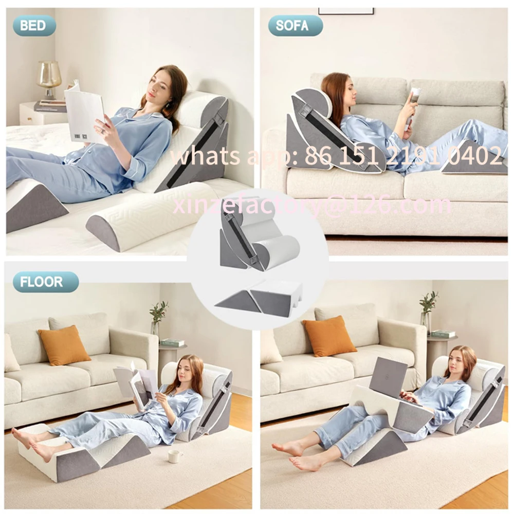 Customizable  Orthopedic Bed Wedge Pillow Set, Memory Foam for Sleep, Anti-Snoring, Comfortable and Adjustable Support