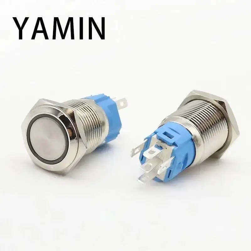 19mm Metal Push Button Switch LED Lamp Momentary/self-locking Waterproof IP65 Latching Maintained Car Auto Engine PC Power