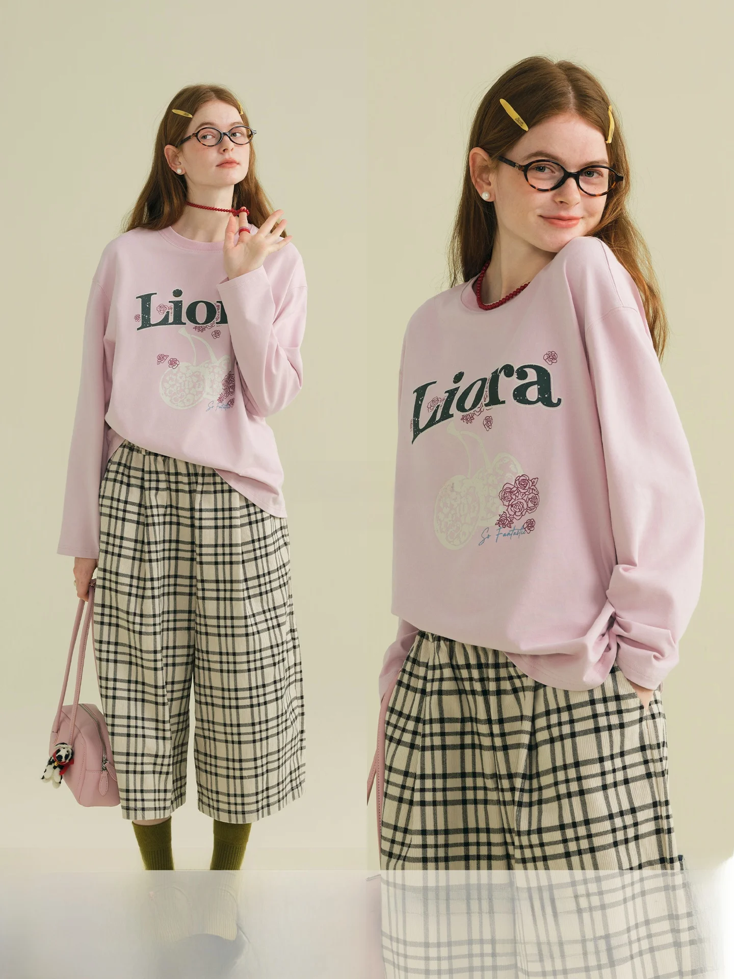 

Ретро-свитшот Rina Berry с длинными рукавами, повседневный дизайн, свободный крой, вишнево-розовый с леопардовым принтом, женская футболка из хлопка и полиэстера