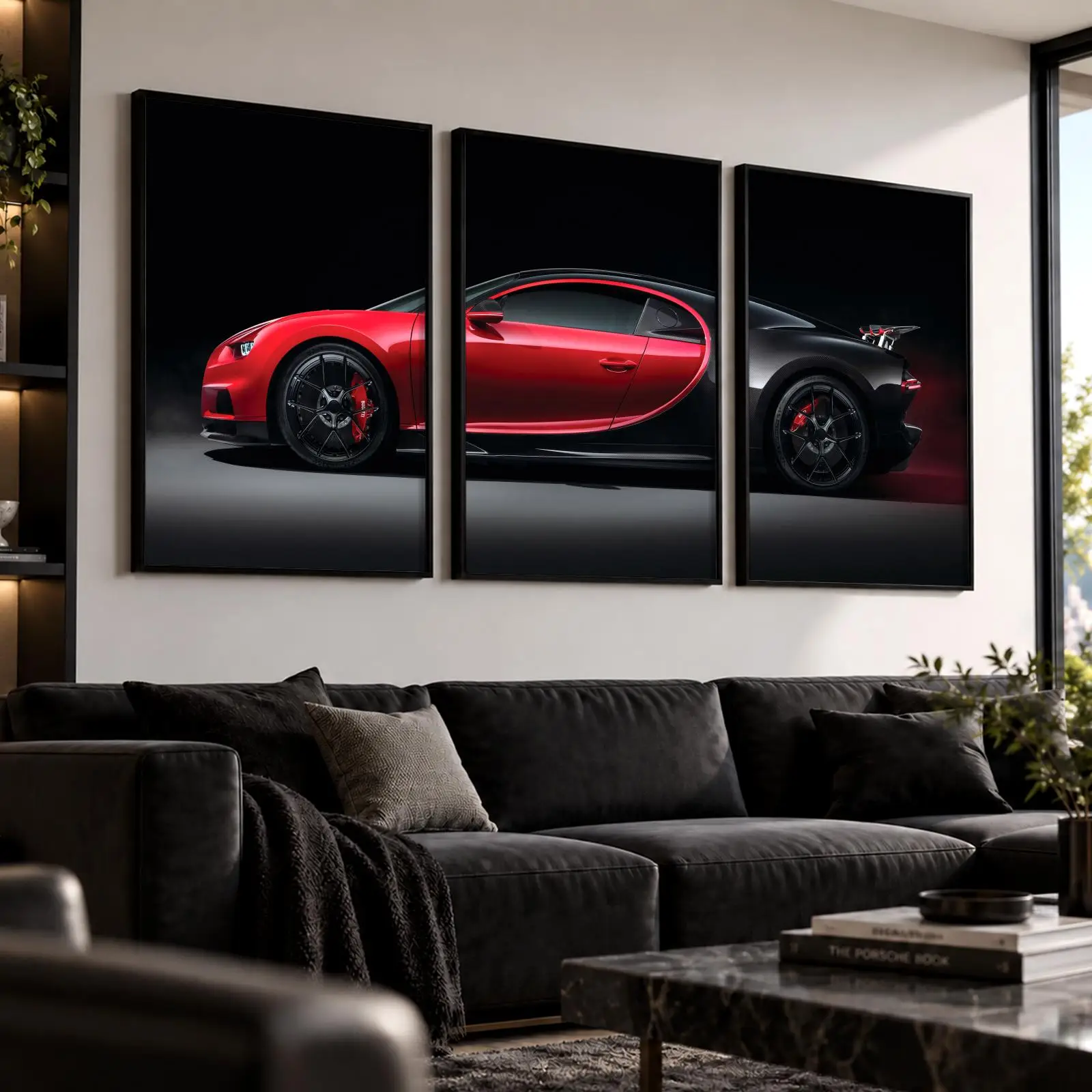 Crimson Luxury Performance Car Painting Calligraphy Canvas Poster Set Wall Artwork for Bedroom Living Room Decorative Prints