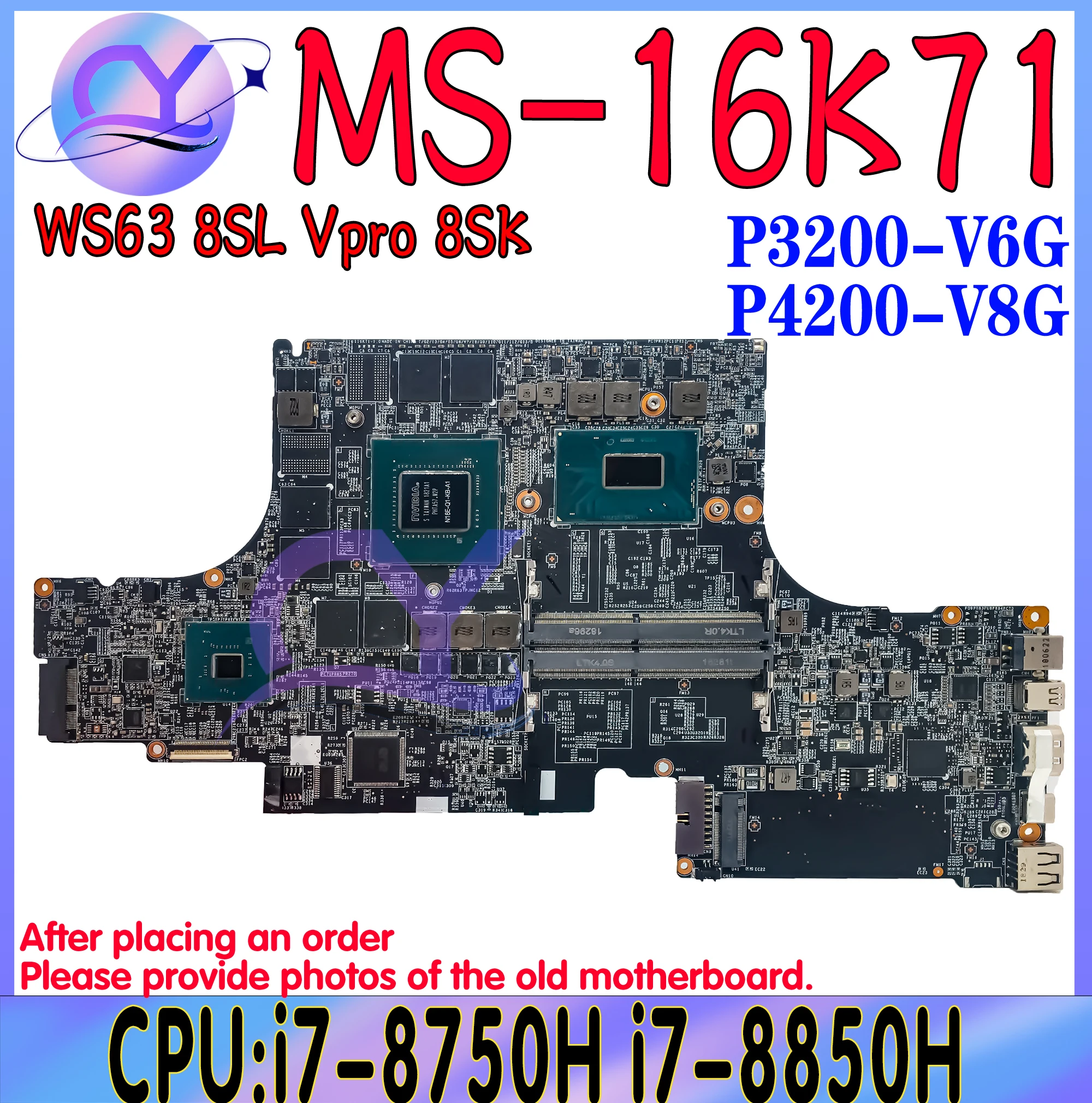 

MS-16K71 материнская плата для ноутбука MSI MS-16K7 Gs63 GS73, системная плата с i7-8750HQ P3200 P4200 100% Testd, быстрая доставка