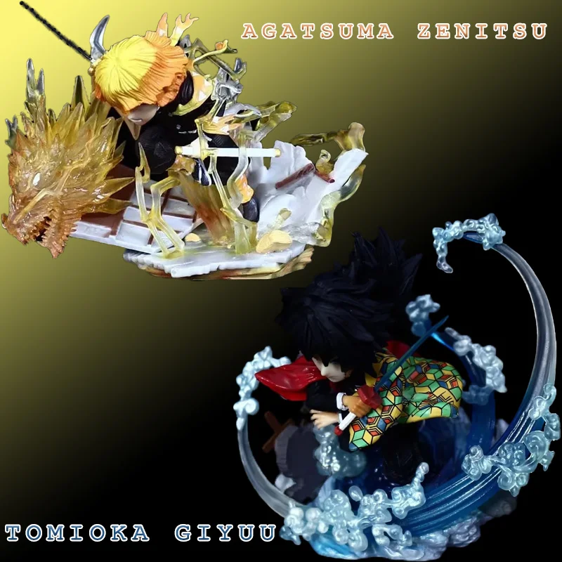 ฟิกเกอร์อนิเมะดาบพิฆาตอสูร ขนาด 10 ซม. ตัวละครอากัตสึมะ เซ็นอิทสึ และโทมิโอกะ กิยู ของสะสม ของตกแต่งโต๊ะทำงาน ของเล่นสะสม ของขวัญ