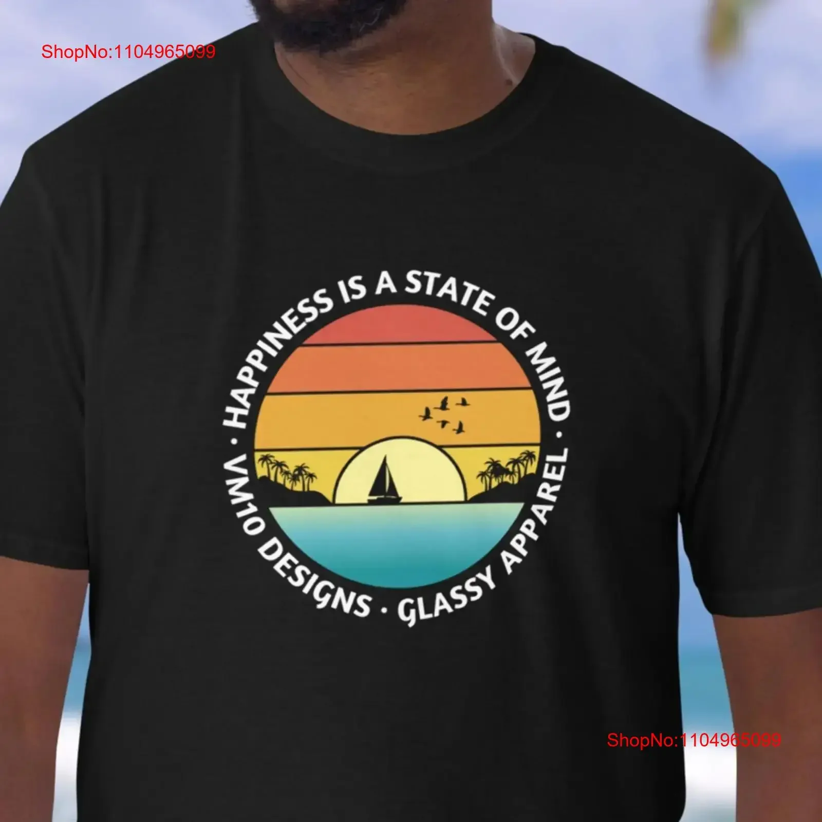 

T Shirt Happiness is a State of Mind Surf Surfwear Beachwear Surfing Sailing Summer vintage Washed Soft Breathable Unisex homme