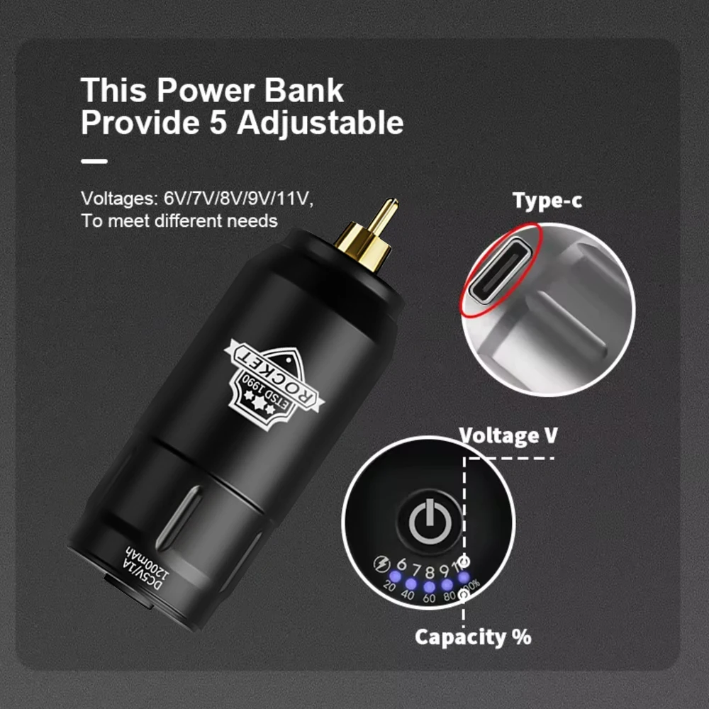 مجموعة أدوات الوشم اللاسلكية، مجموعة أدوات الوشم الكاملة، قلم الوشم 10000 دورة في الدقيقة، مصدر طاقة الوشم اللاسلكي القابل لإعادة الشحن