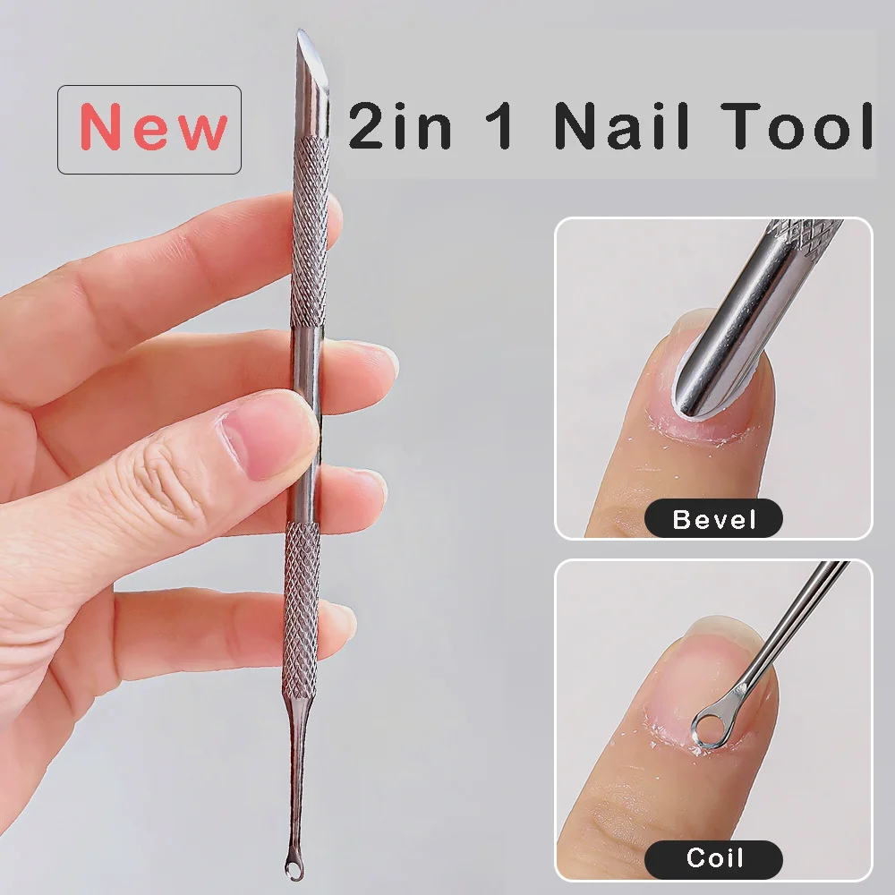 

Double-ended Nail Stainless Steel Circle Beveled Head Cuticle Pusher Remover Manicure Sticks Tool Nail Pusher Remover