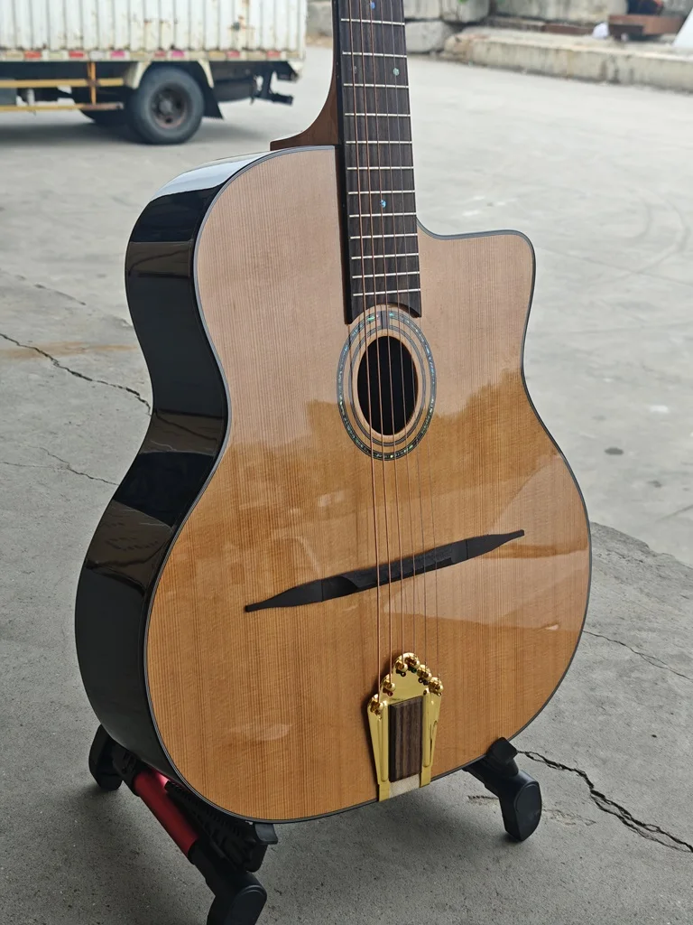 Aiersi Brand Professional Playable O-Hole Instrument, Gypsy Jazz Guitar,Cedar Top,Spruce Top