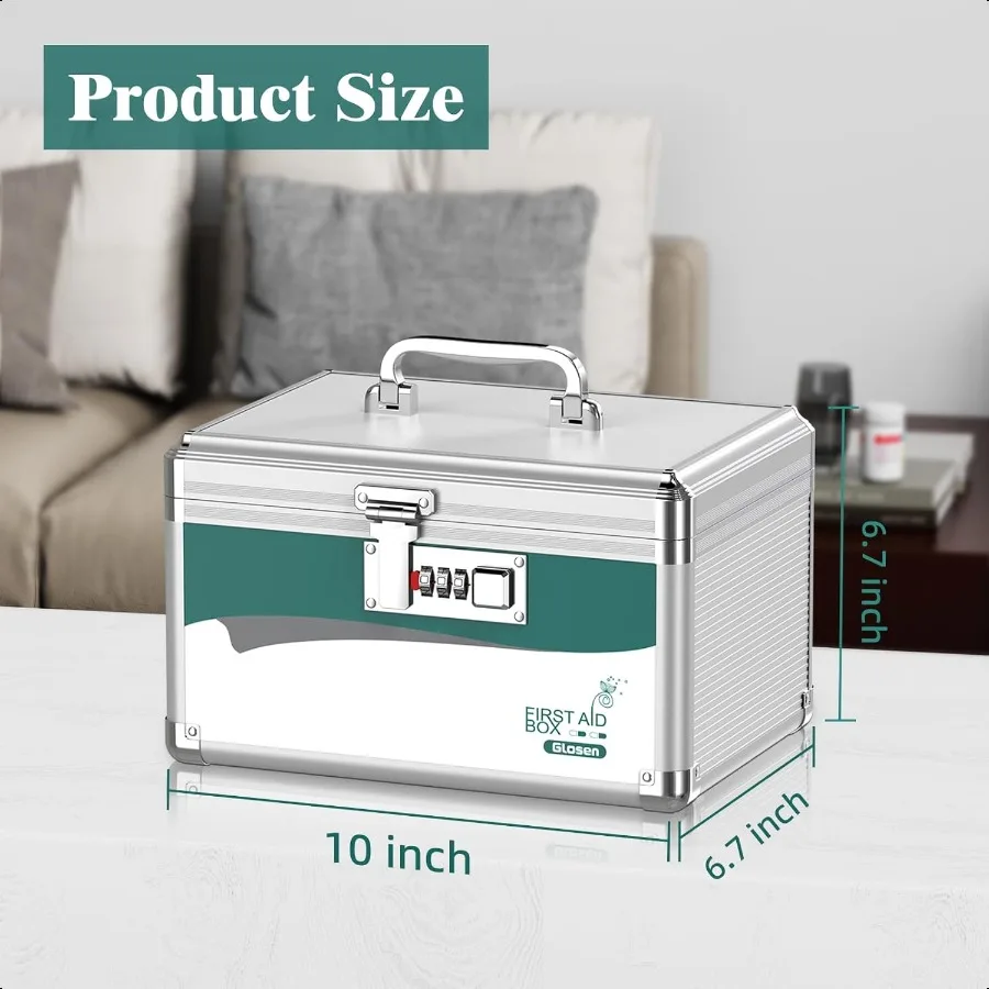 Medicine Lock Box with Combination Lock Medication lock box Small 10x6.7x6.7 Inch medical box organizer