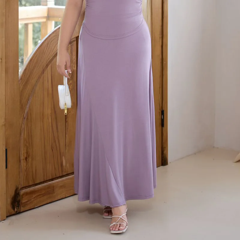 プラスサイズの女性のスカートプレミアムファッションスリムモーダル A ラインフィッシュテールロングスカートドレープ効果