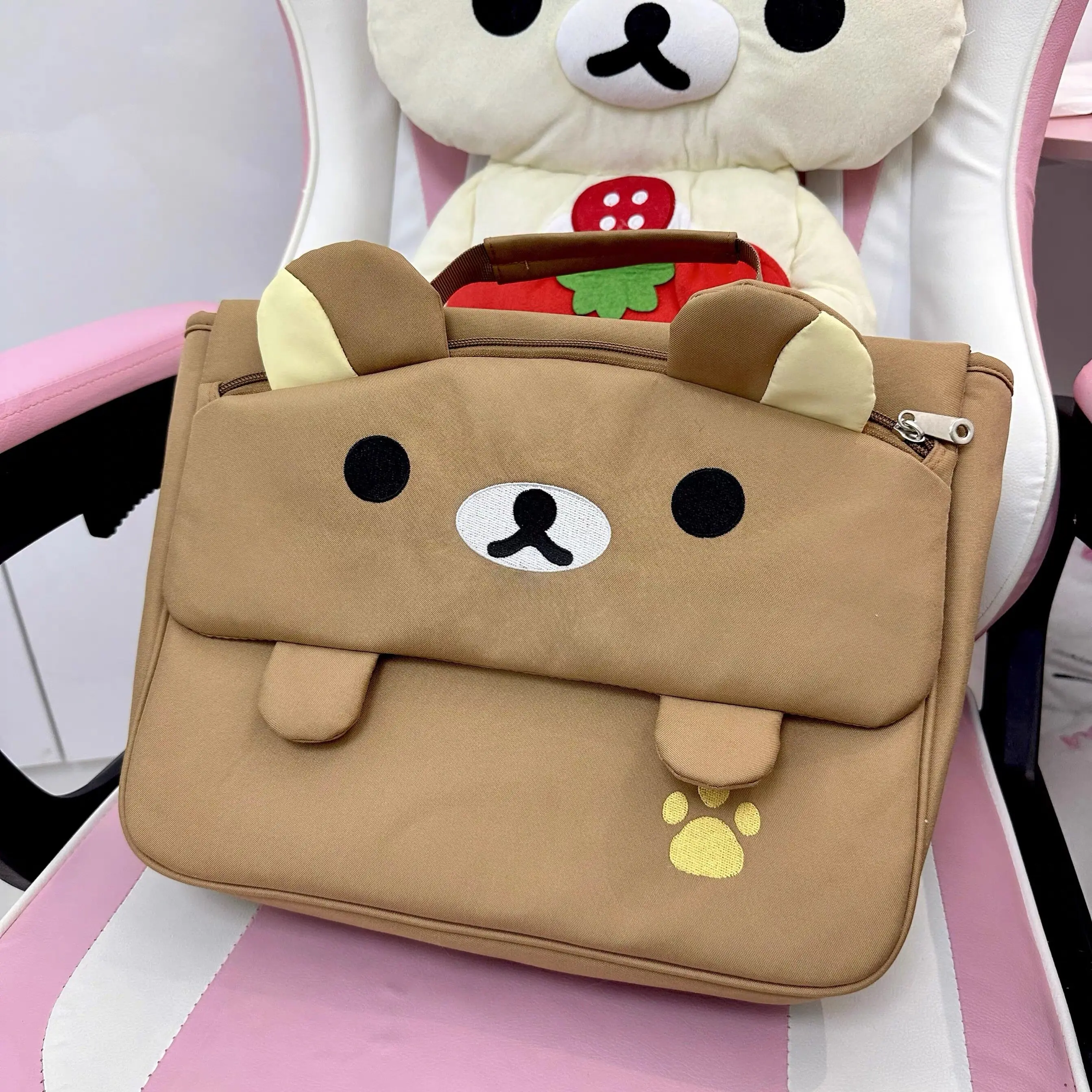 Cartoon Bear Backpack Japanese Cute Dirt-resistant Backpack Uniform Bag Embroidered Bear Versatile Student Soft Girl Schoolbag