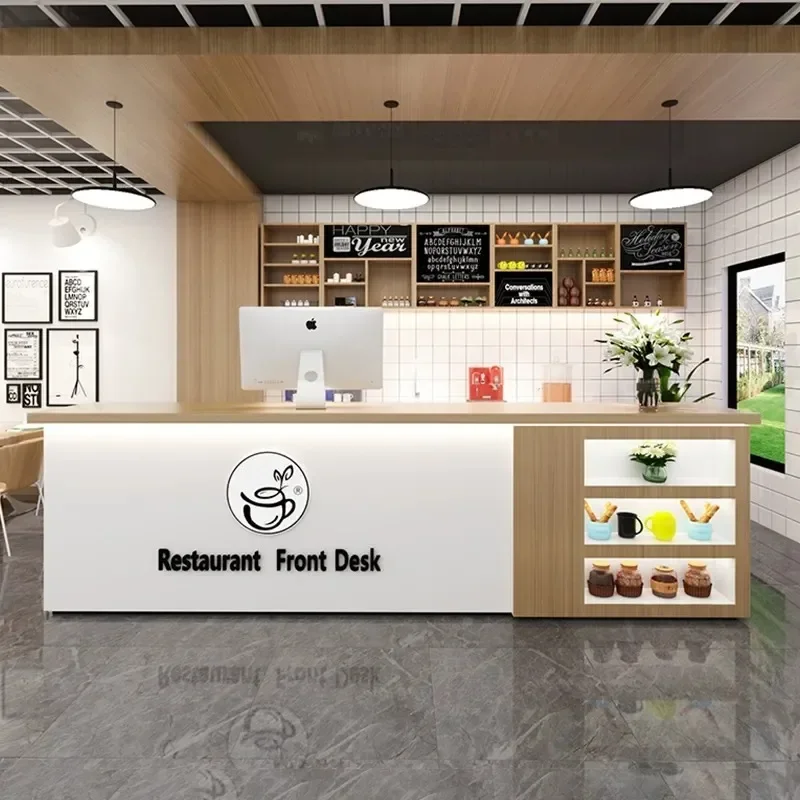 

Front Desk Reception Counter Clothes Table Professional Aesthetic Beauty Salon Furniture Pulpit for Modern Church Pink Bureau