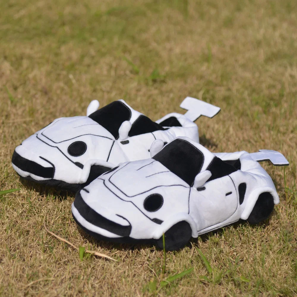 Racing Slippers Sports Car Plush Slipper Porscheing Floor Slipper Fun Cartoon Vehicle Stuffed Shoe Winter Warm Soft House Shoes