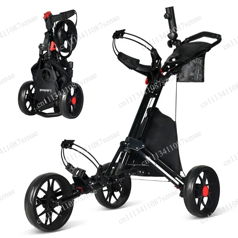 Golf chartered cart, folding 3-wheel large wheel + thermal insulation bag umbrella frame, multi-functional trolley, golf cart