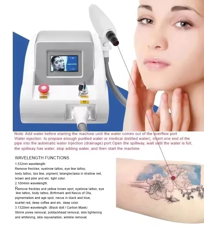 Laser Beauty Machine Portable Q-switch ND YAG Laser Tattoo Removal Pigmentation Removal Carbon Peeling Machine