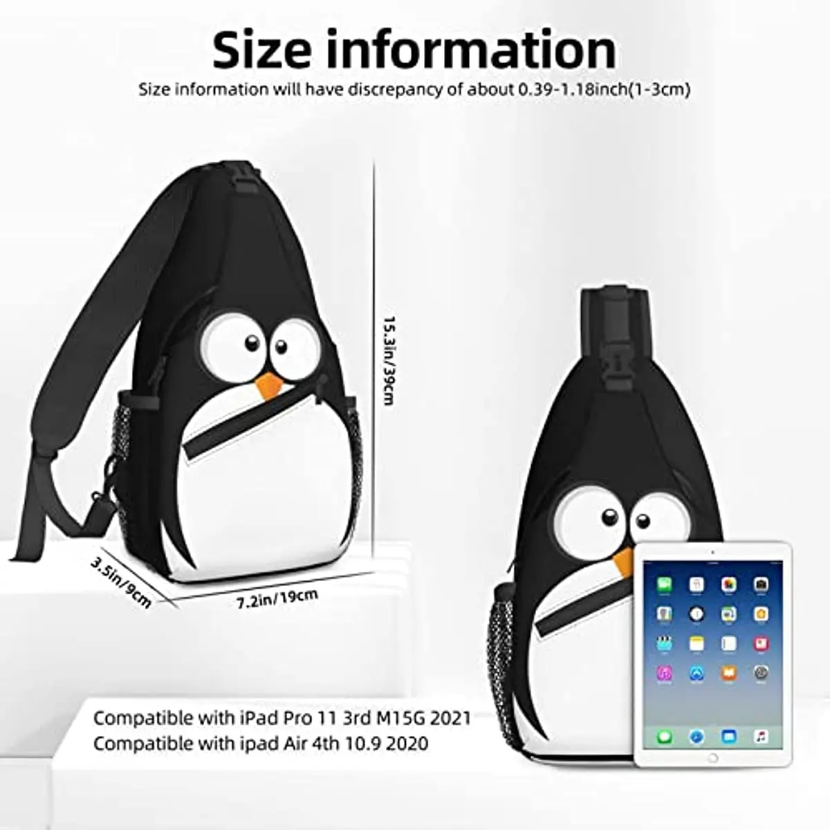 Funny Penguin Face Sling Backpack Chest Bag Crossbody Shoulder Bag Gym Cycling Travel Hiking Daypack For Men Women